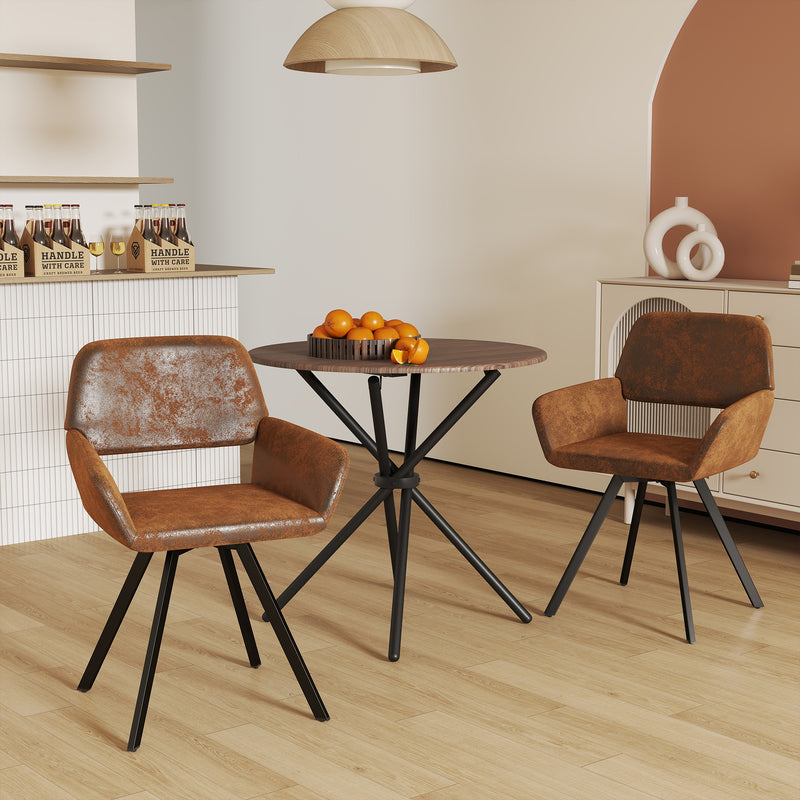 Lot de 2 chaises de salle à manger vintage pivotant tissu suède marron CALIFORNIA KD SUEDE BROWN SWIVEL