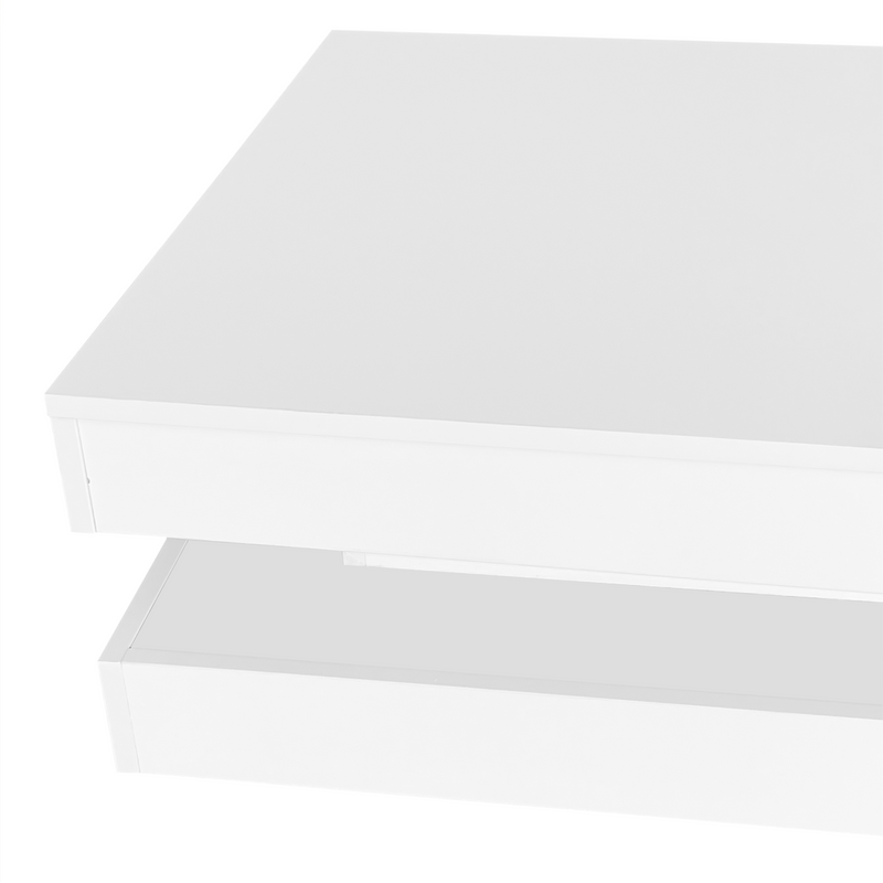 Table basse carrée blanche haute brillance pivotant à 360° et éclairage LED 16 couleurs FEN