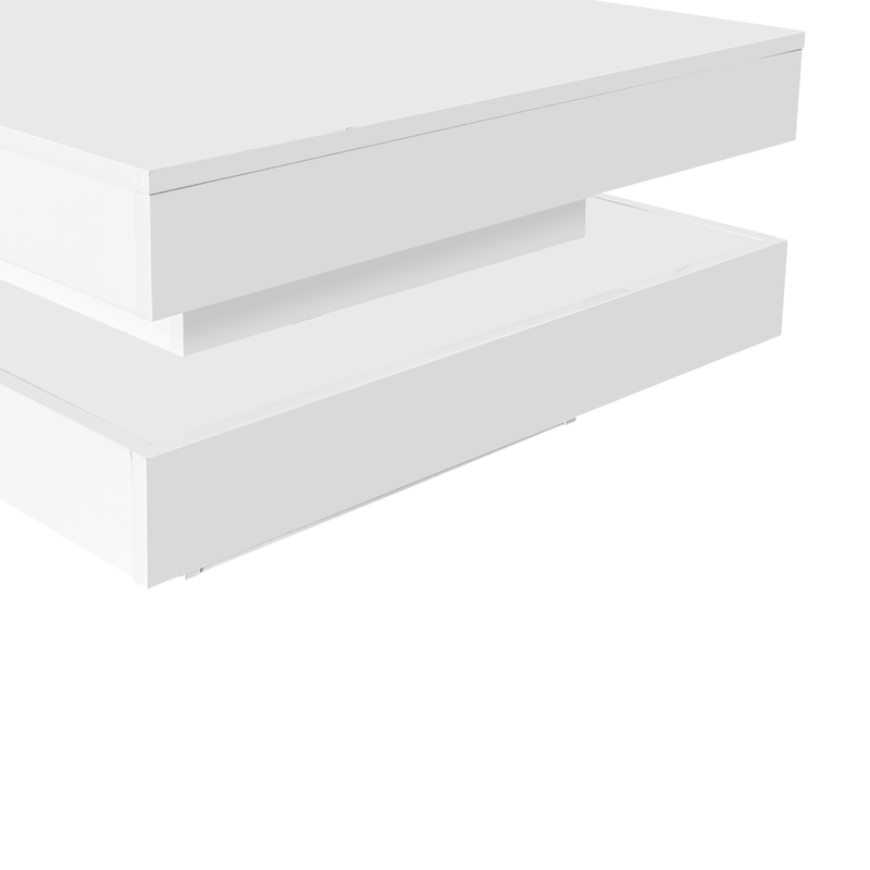 Table basse carrée blanche haute brillance pivotant à 360° et éclairage LED 16 couleurs FEN