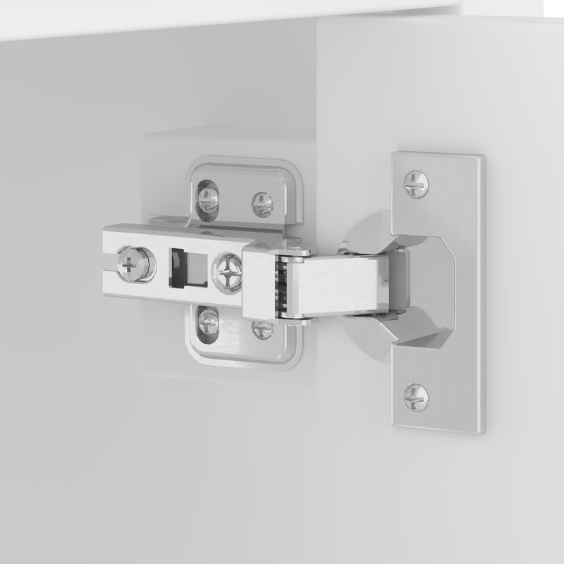 Meuble vasque blanc laqué sur pied, vasque en céramique, tiroir silencieux et rangement (robinet non inclus) FIBER