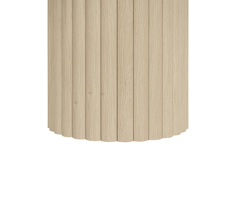 Ensemble de 2 tables basses gigognes rondes effet grain de bois clair FIBROIN