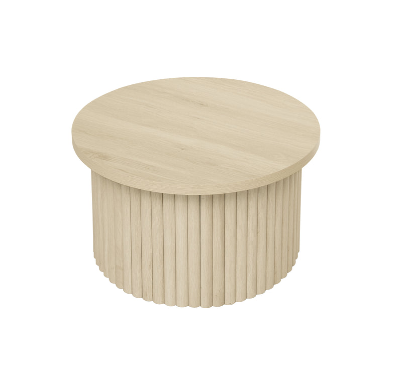Ensemble de 2 tables basses gigognes rondes effet grain de bois clair FIBROIN