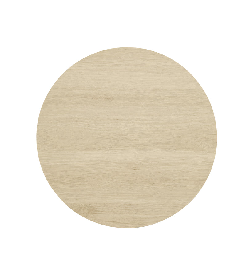 Ensemble de 2 tables basses gigognes rondes effet grain de bois clair FIBROIN