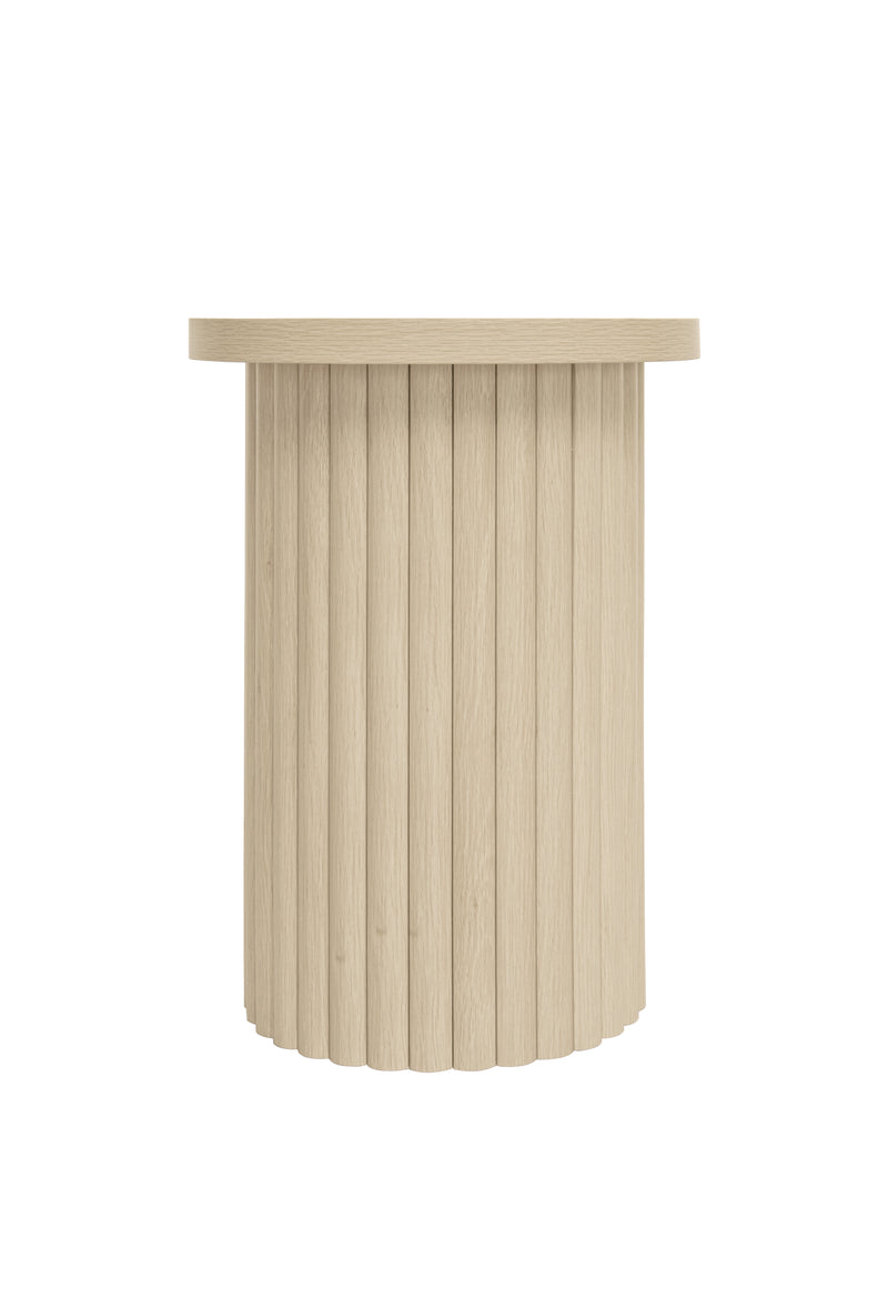 Ensemble de 2 tables basses gigognes rondes effet grain de bois clair FIBROIN