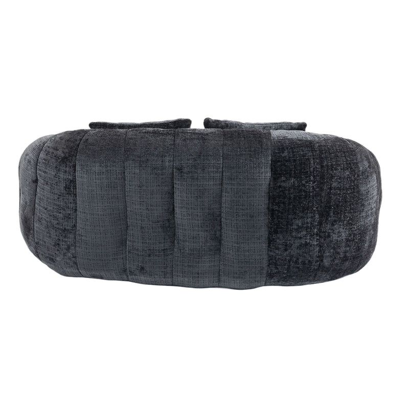 Canapé compact rond 2 places Loveseat en chenille noir anthracite et 2 cousins FISSURE