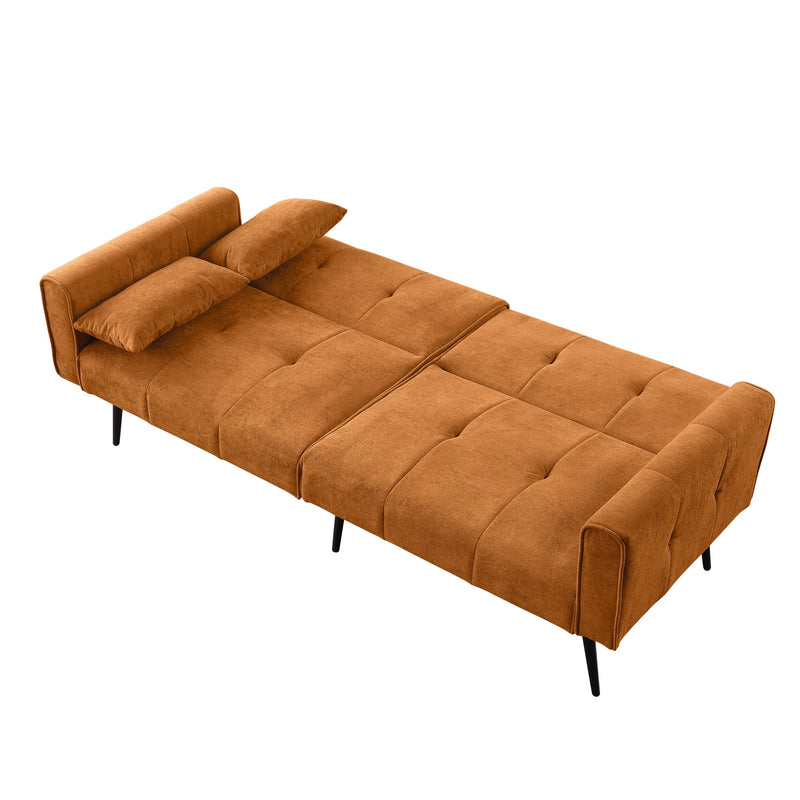 Canapé-lit 3 places velours côtelé jaune moutarde avec pieds en métal FLOWER