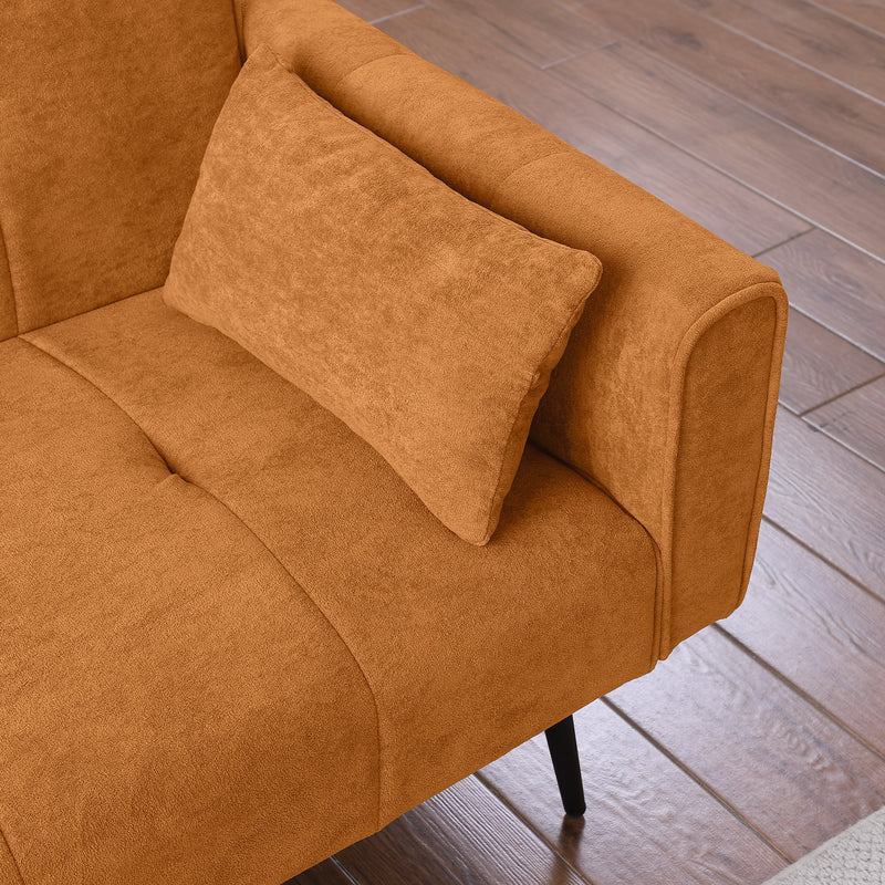 Canapé-lit 3 places velours côtelé jaune moutarde avec pieds en métal FLOWER