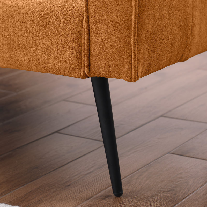 Canapé-lit 3 places velours côtelé jaune moutarde avec pieds en métal FLOWER