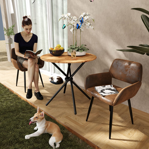 Lot de 2 chaises de salle à manger style industriel tissu marron rétro pieds noirs MAYFAIR SUEDE BROWN
