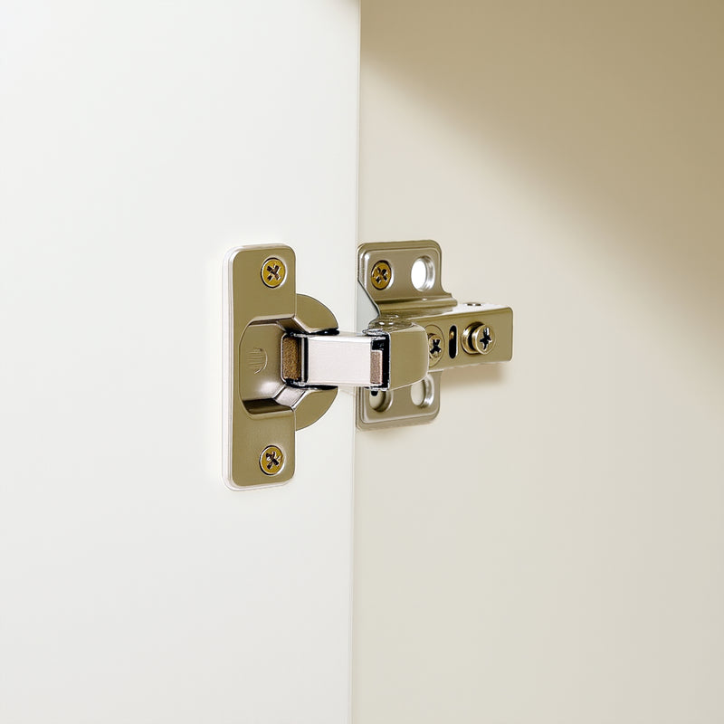 Buffet blanc laqué avec rainures verticales, tiroirs et accents dorés - design moderne FULLERENE