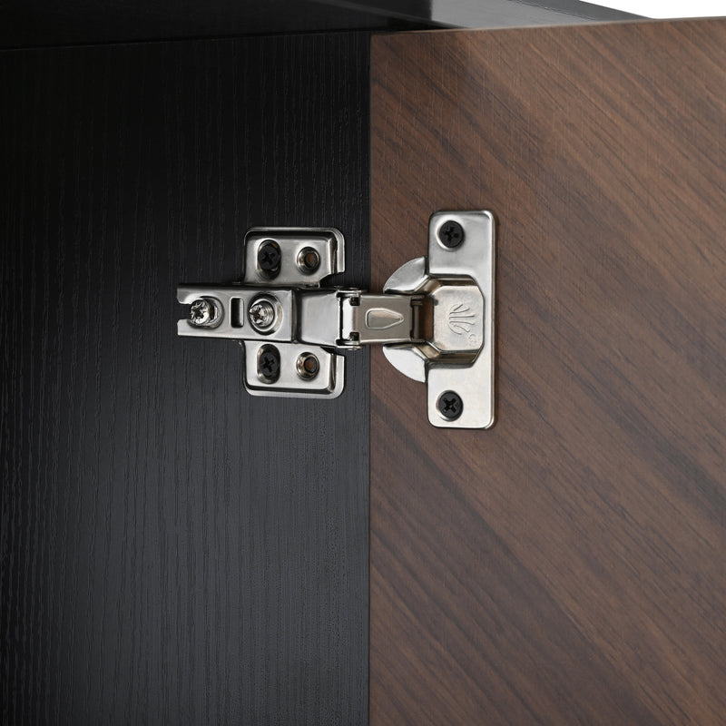 Buffet vintage effet bois et noir motif chevrons 4 portes pieds dorés CEDARFIELD