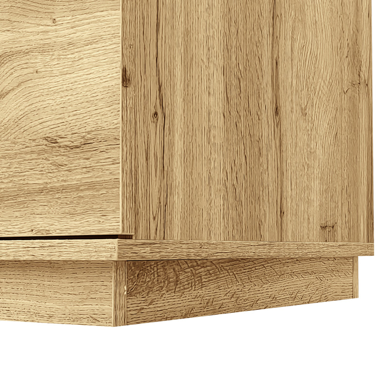 Meuble TV effet bois design asymétrique 3 portes et gris RAVINECALL