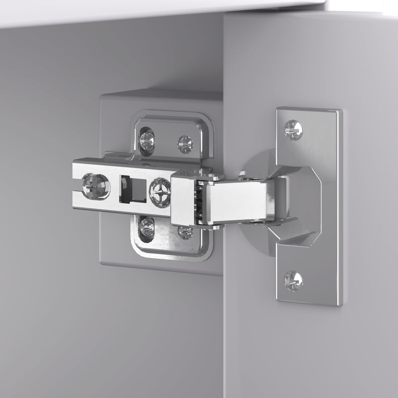 Meuble vasque gris sur pied avec vasque en céramique intégrée, double portes, tiroir et étagères (robinet non inclus) GELATIN