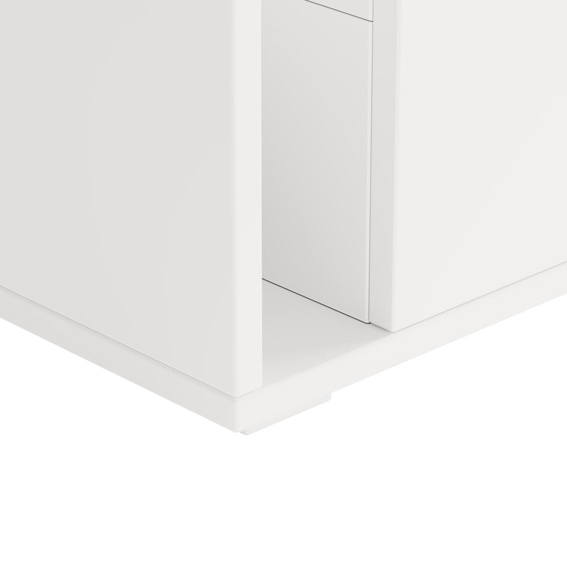 Table basse blanche en verre 2 tiroirs avec éclairage LED 100x50cm GEODYNAMO