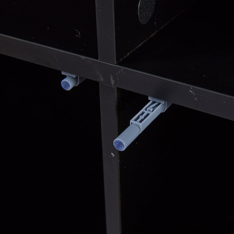 Vitrine haute noir et effet bois avec éclairage LED portes en verre GHALS