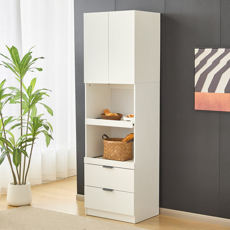 Armoires de cuisine blanc 2 portes 2 tiroirs 2 autoportantes coulissants 59*45*200cm GHERU