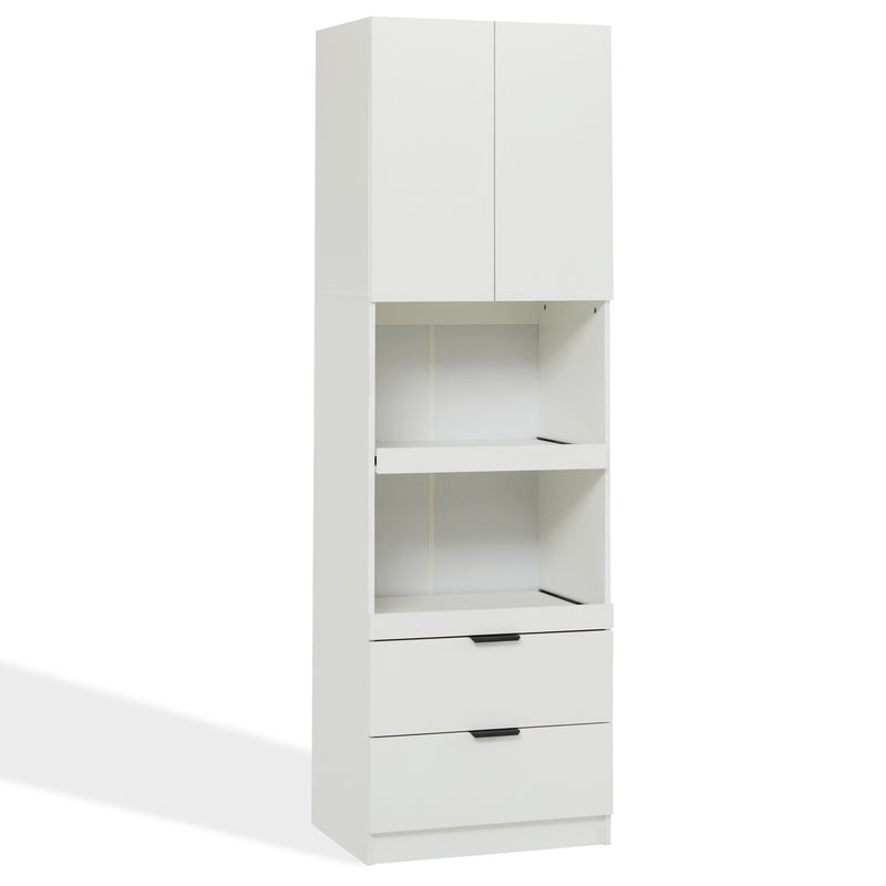 Armoires de cuisine blanc 2 portes 2 tiroirs 2 autoportantes coulissants 59*45*200cm GHERU