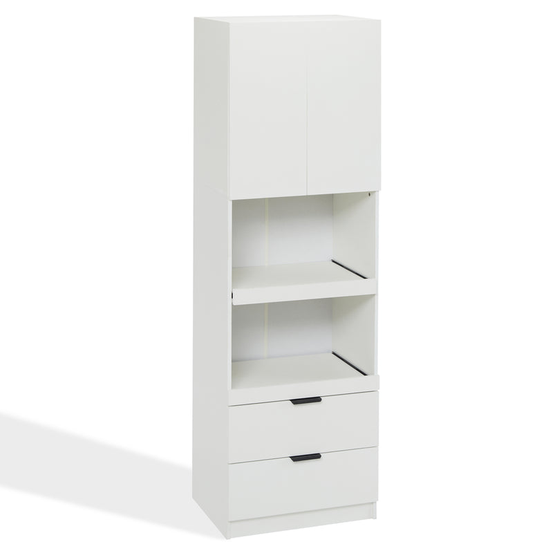 Armoires de cuisine blanc 2 portes 2 tiroirs 2 autoportantes coulissants 59*45*200cm GHERU