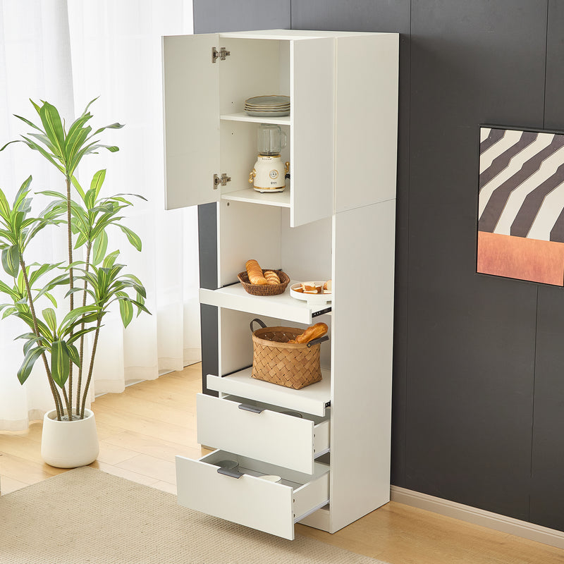 Armoires de cuisine blanc 2 portes 2 tiroirs 2 autoportantes coulissants 59*45*200cm GHERU