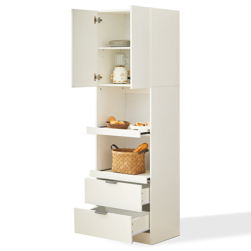 Armoires de cuisine blanc 2 portes 2 tiroirs 2 autoportantes coulissants 59*45*200cm GHERU