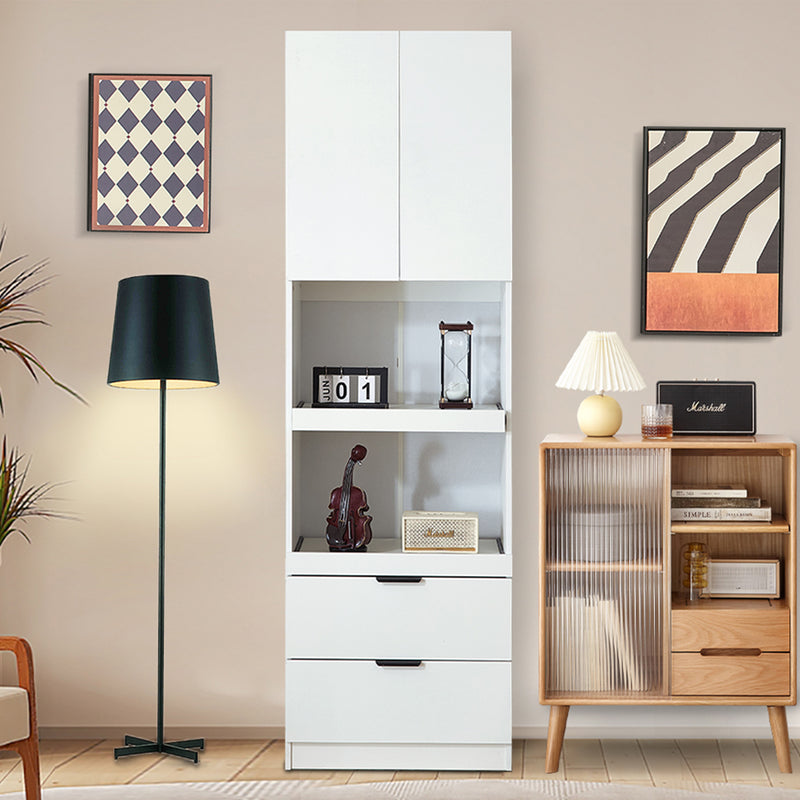 Armoires de cuisine blanc 2 portes 2 tiroirs 2 autoportantes coulissants 59*45*200cm GHERU