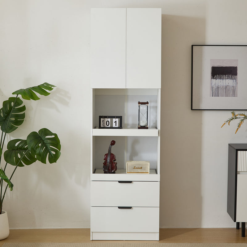 Armoires de cuisine blanc 2 portes 2 tiroirs 2 autoportantes coulissants 59*45*200cm GHERU