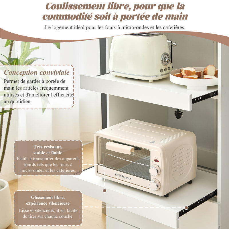 Armoires de cuisine blanc 2 portes 2 tiroirs 2 autoportantes coulissants 59*45*200cm GHERU