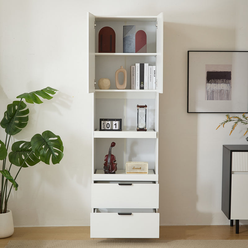 Armoires de cuisine blanc 2 portes 2 tiroirs 2 autoportantes coulissants 59*45*200cm GHERU