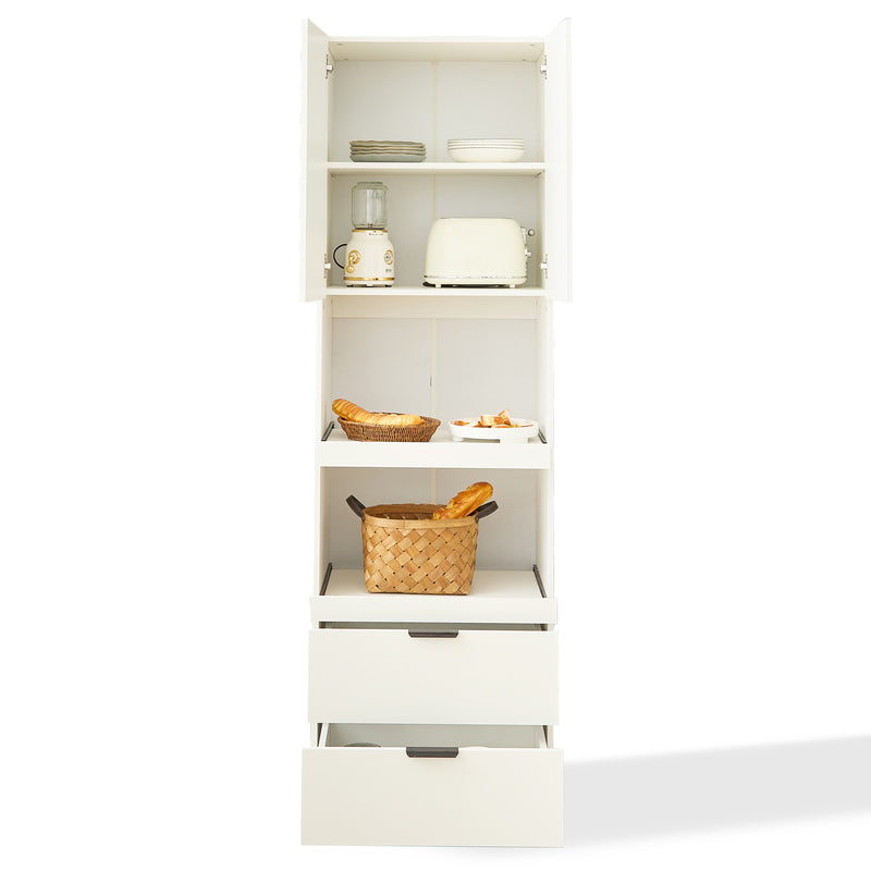 Armoires de cuisine blanc 2 portes 2 tiroirs 2 autoportantes coulissants 59*45*200cm GHERU