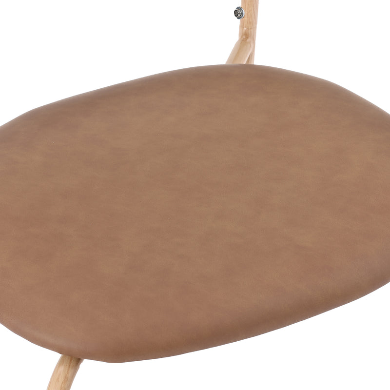 Lot de 4 chaises de salle à manger style rétro en rotin et PU beige pieds effet bois GHEXIELS BROWN