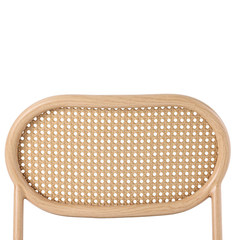 Ensemble table à manger et quatre chaises en verre minimaliste moderne avec plateau en verre transparent, cadre en bois naturel et dossier en rotin LOSSIRS+GHEXIELS BLACK