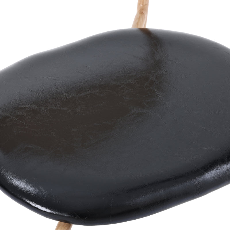 Ensemble table à manger et quatre chaises en verre minimaliste moderne avec plateau en verre transparent, cadre en bois naturel et dossier en rotin LOSSIRS+GHEXIELS BLACK