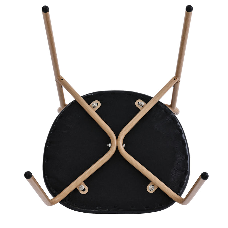 Ensemble table à manger et quatre chaises en verre minimaliste moderne avec plateau en verre transparent, cadre en bois naturel et dossier en rotin LOSSIRS+GHEXIELS BLACK