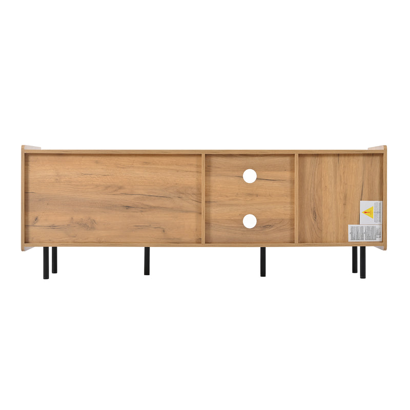 Meuble TV moderne noir effet bois 3 portes texturés GHITIX