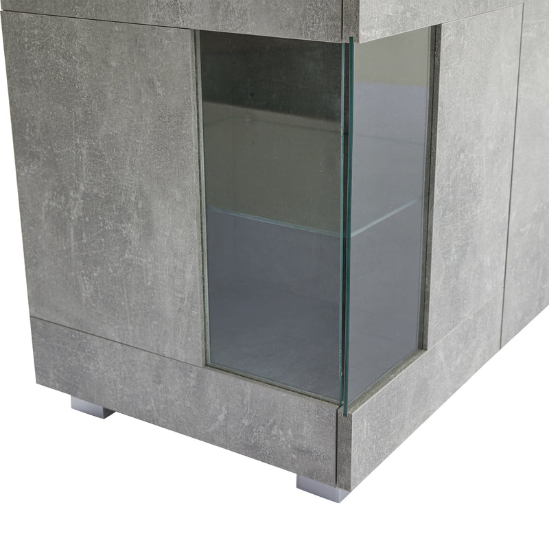 Buffet effet gris ciment et verre avec éclairage LED GRACAIKS