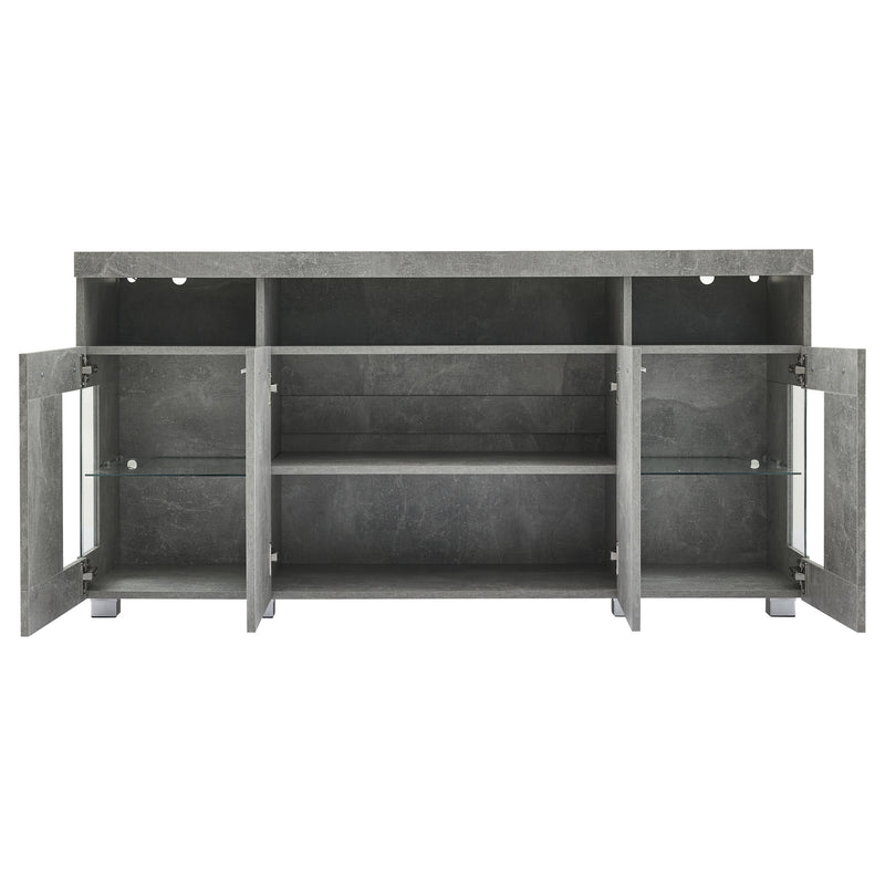 Buffet effet gris ciment et verre avec éclairage LED GRACAIKS