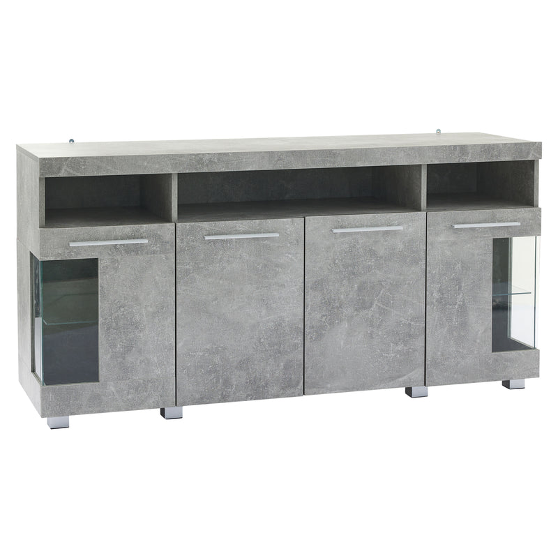 Buffet effet gris ciment et verre avec éclairage LED GRACAIKS