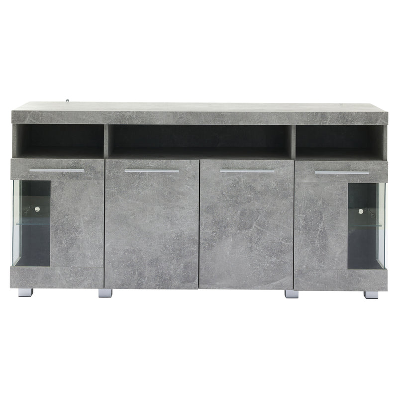 Buffet effet gris ciment et verre avec éclairage LED GRACAIKS