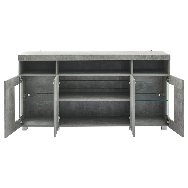 Buffet effet gris ciment et verre avec éclairage LED GRACAIKS