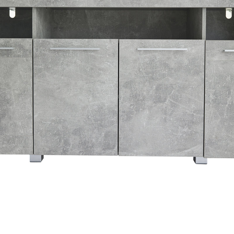 Buffet effet gris ciment et verre avec éclairage LED GRACAIKS