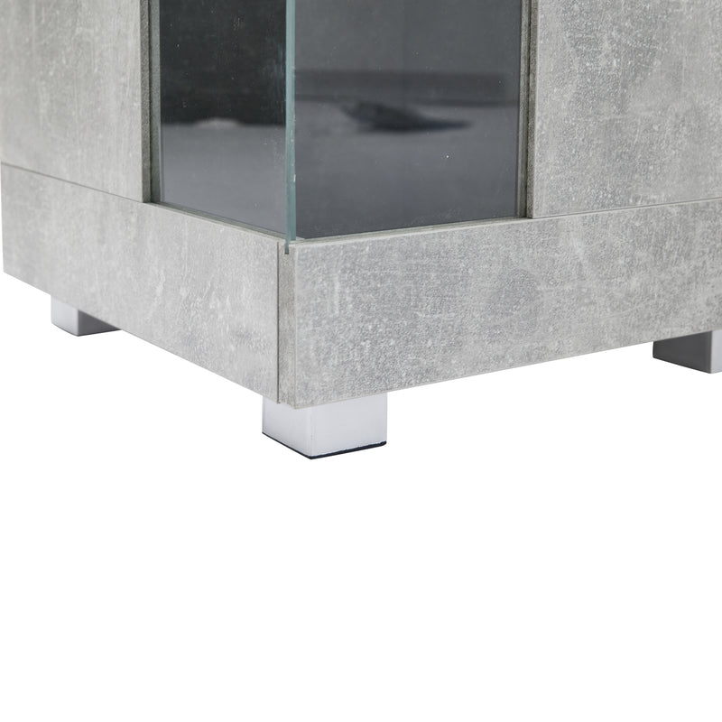 Buffet effet gris ciment et verre avec éclairage LED GRACAIKS