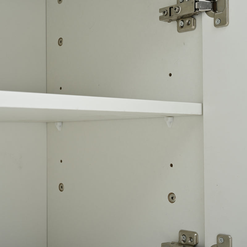 Buffet moderne blanc brillant motif géométrique 3 portes et éclairage LED GRASSPHYT