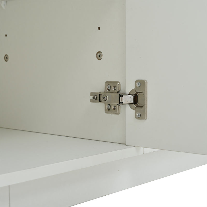 Buffet moderne blanc brillant motif géométrique 3 portes et éclairage LED GRASSPHYT