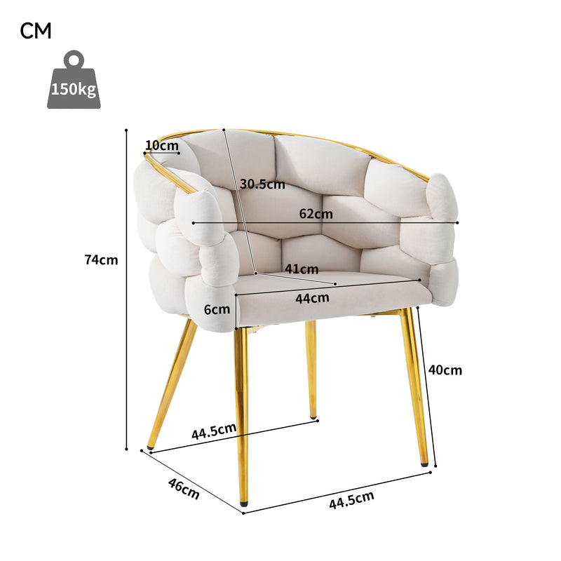 Lot de 2 chaises de salle à manger luxe en velours blanc pieds dorés GRONDRIN