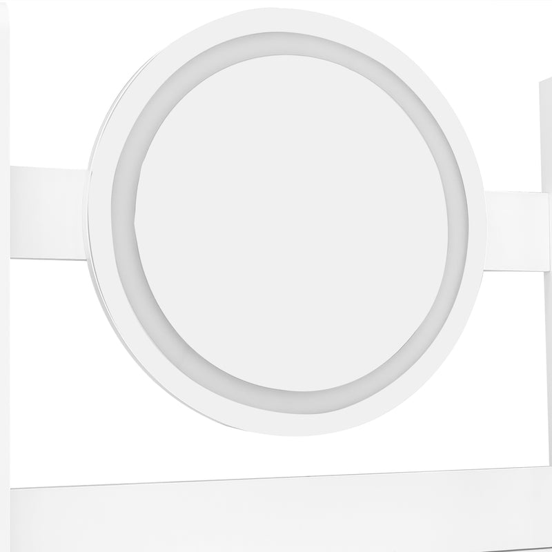 Coiffeuse blanche miroir LED luminosité réglable avec 3 tiroirs (sans chaises) GURKE