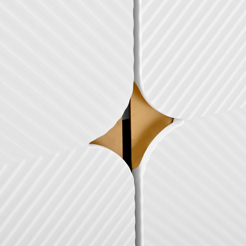 Buffet blanc texturé en relief 4 portes style luxe accent doré GUTTA