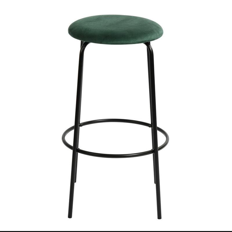 Lot de 2 tabourets de bar velours vert structure noir HAMER BARSTOOL DARK GREEN