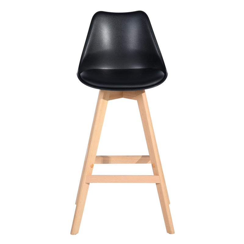 Lot De 2 Tabouret De Bar Scandinave Plastique Bois HOMIE PLUS BLACK UKFR