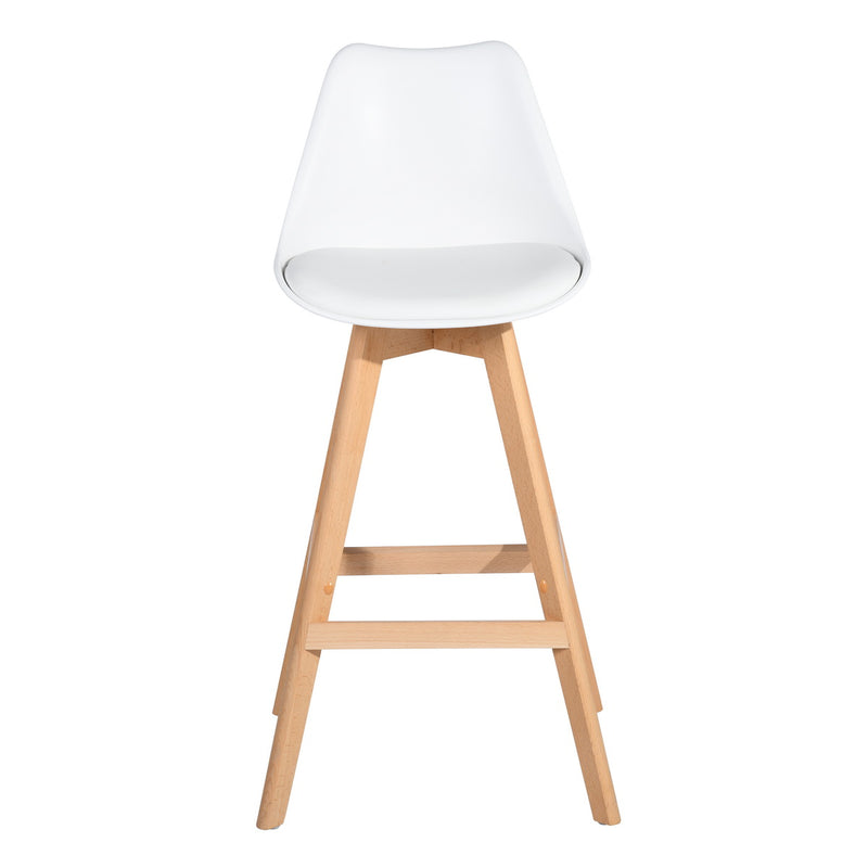 Lot de 2 tabourets de bar scandinave blanc pieds bois HOMIE PLUS WHITE UKFR