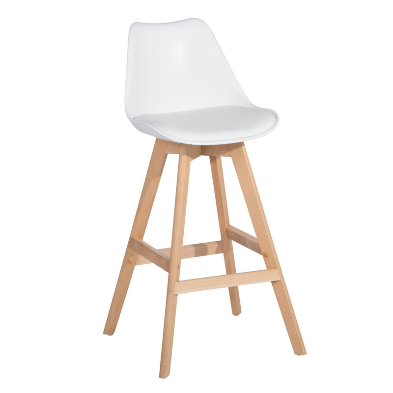 Lot de 2 tabourets de bar scandinave blanc pieds bois HOMIE PLUS WHITE UKFR